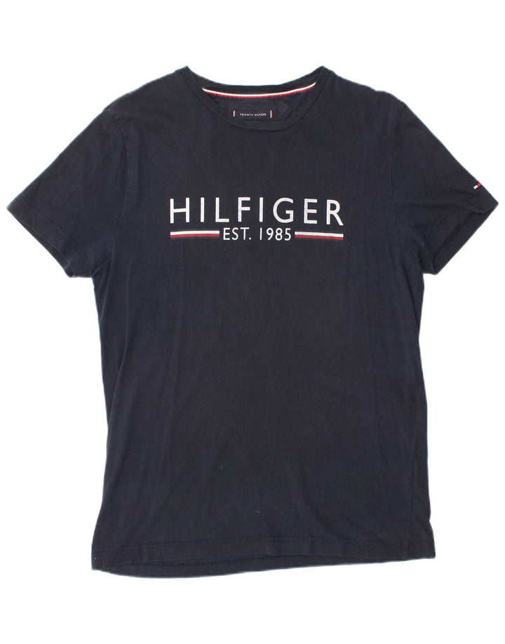 Tommy Hilfiger Herre grafisk T-shirt Top Medium Navyblå Bomuld