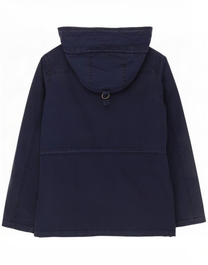 Fat Face Dame Hooded Parka Jacket UK 12 Medium Navy Blue Bomuld