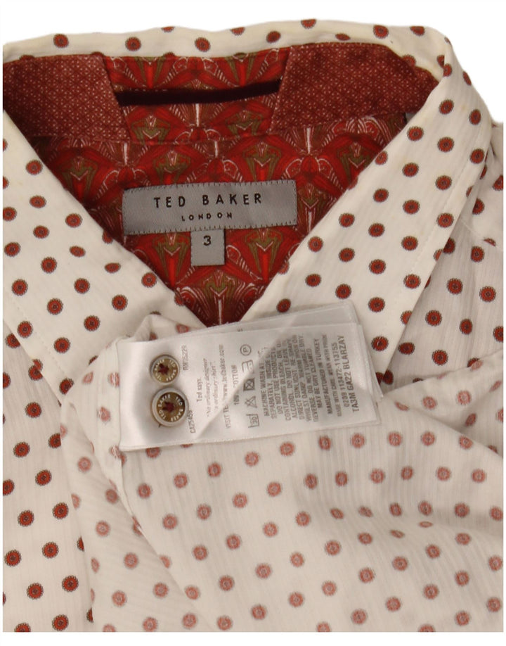 Ted Baker herreskjorte str. 3 Medium Hvid plettet bomuld