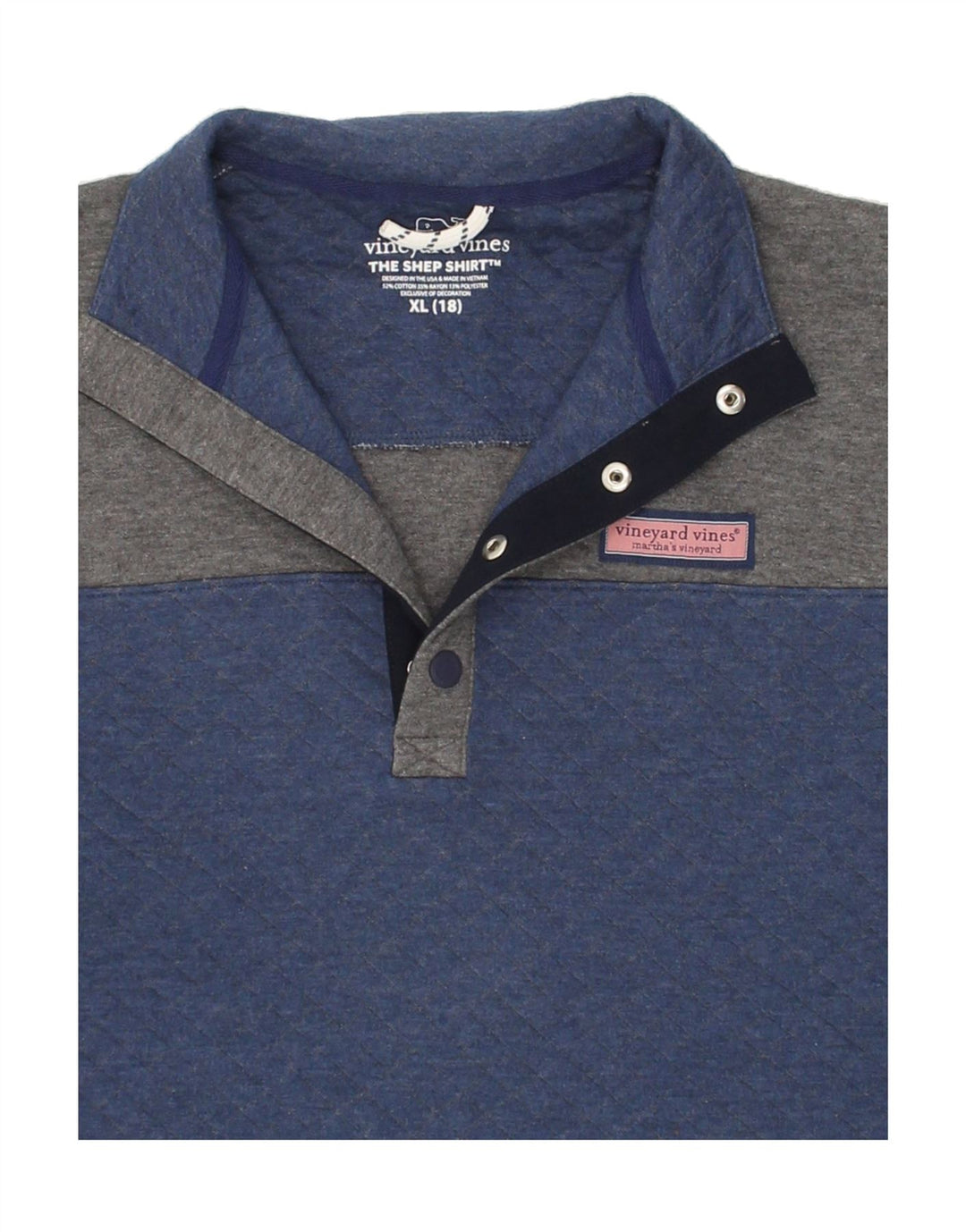 VINEYARD VINES Boys Sweatshirt Jumper 15-16 Years XL Blue Colourblock Vintage Vineyard Vines and Second-Hand Vineyard Vines from Messina Hembry 