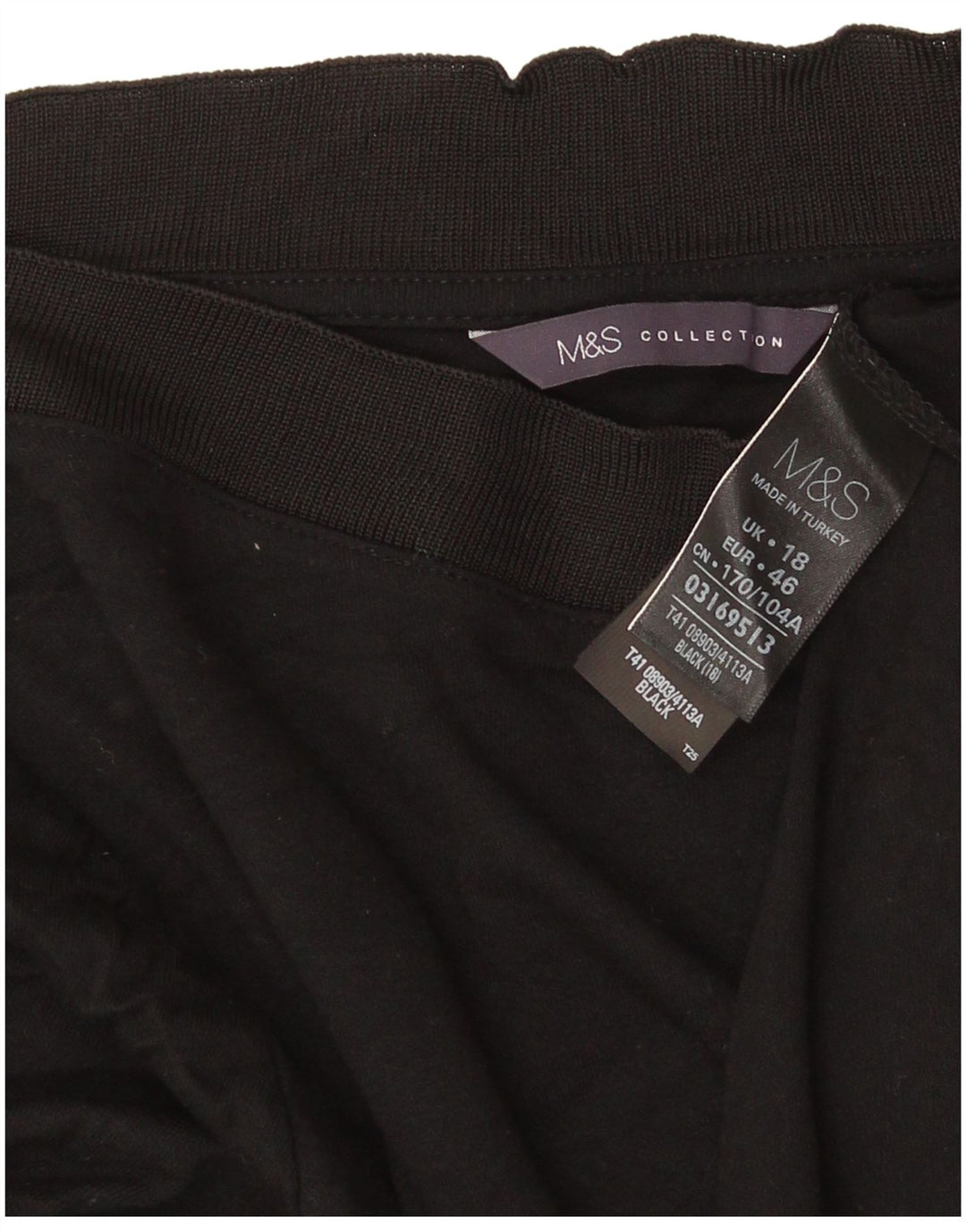 Marks & Spencer Dame Top 3/4 ærmer UK 18 XL Sort Viscose