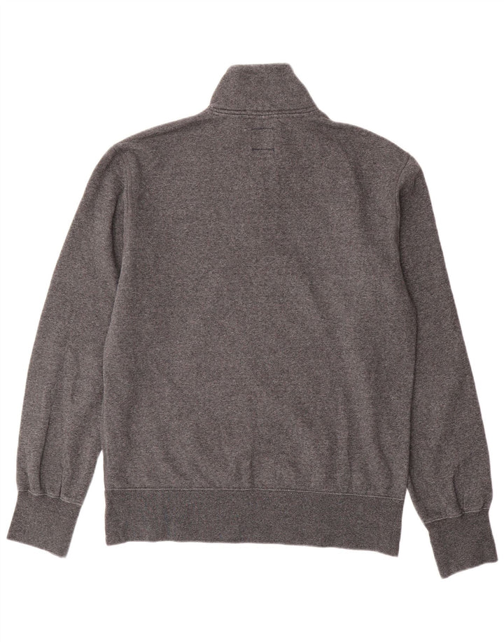 Champion Herre Zip Neck Sweatshirt Jumper Large Grå Bomuld