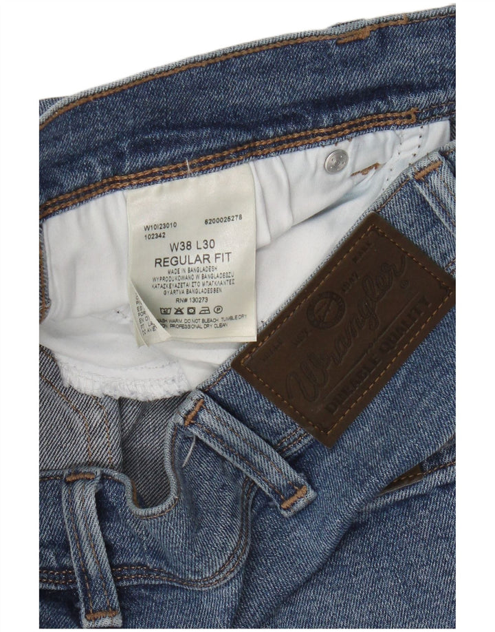Wrangler Herre Regular Fit Straight Jeans W38 L30 Blå Bomuld