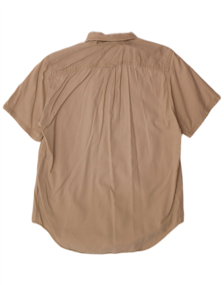 EDDIE BAUER Mens Short Sleeve Shirt Medium Beige Cotton