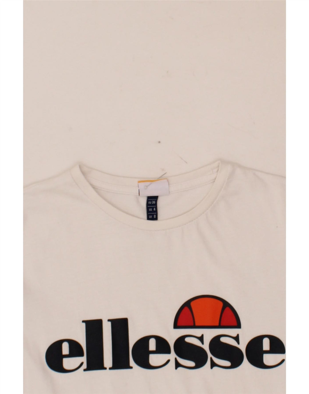 ELLESSE Womens Graphic T-Shirt Top UK 8 Small White Cotton Vintage Ellesse and Second-Hand Ellesse from Messina Hembry 