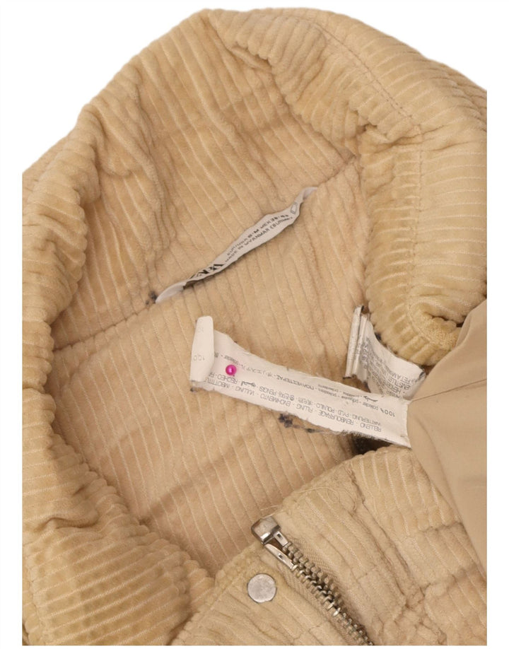 Zara Herre Corduroy polstret jakke UK 38 Small Beige Polyester