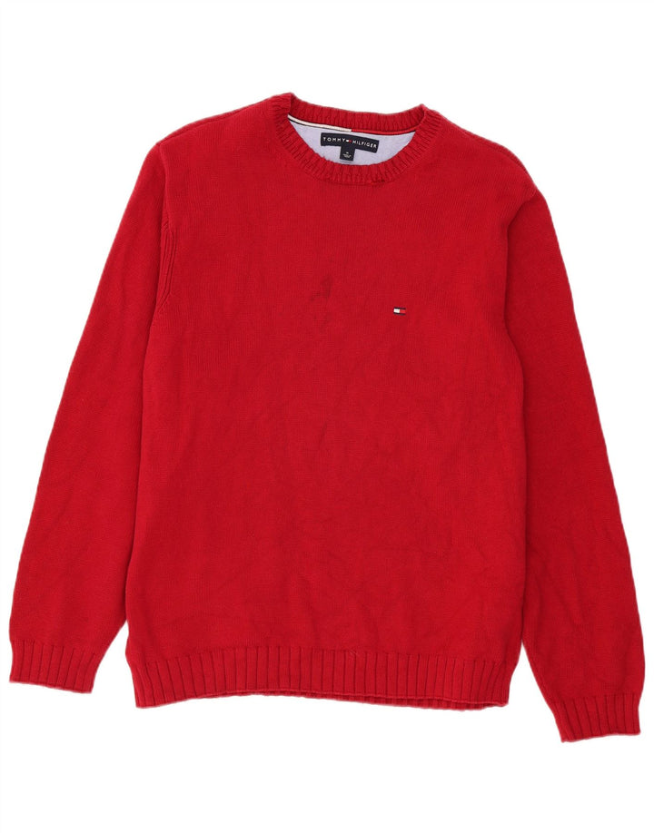 Tommy Hilfiger Herre Boat Neck Jumper Sweater Medium Burgundy