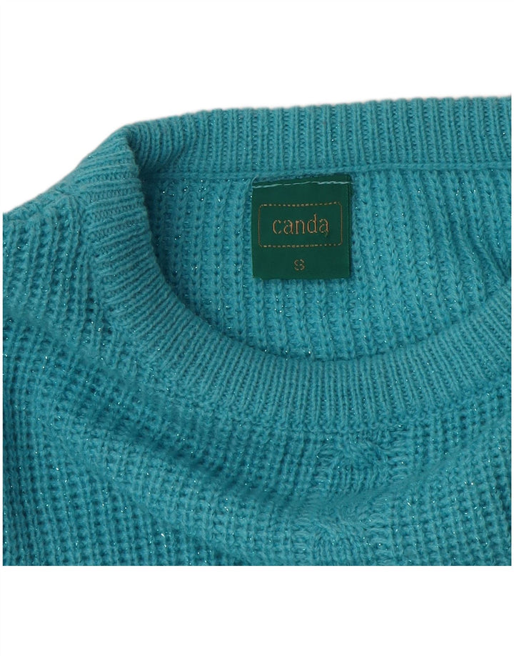 Canda Womens Oversized Crew Neck Jumper Sweater UK 10 Small Blue Acryl