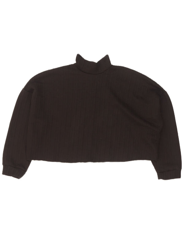 Zara Womens Oversized Front Tie Grafisk Top Langærmet UK 10 Small Black
