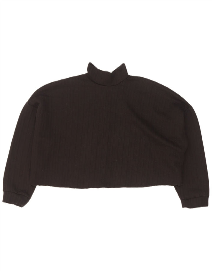Zara Womens Oversized Front Tie Grafisk Top Langærmet UK 10 Small Black