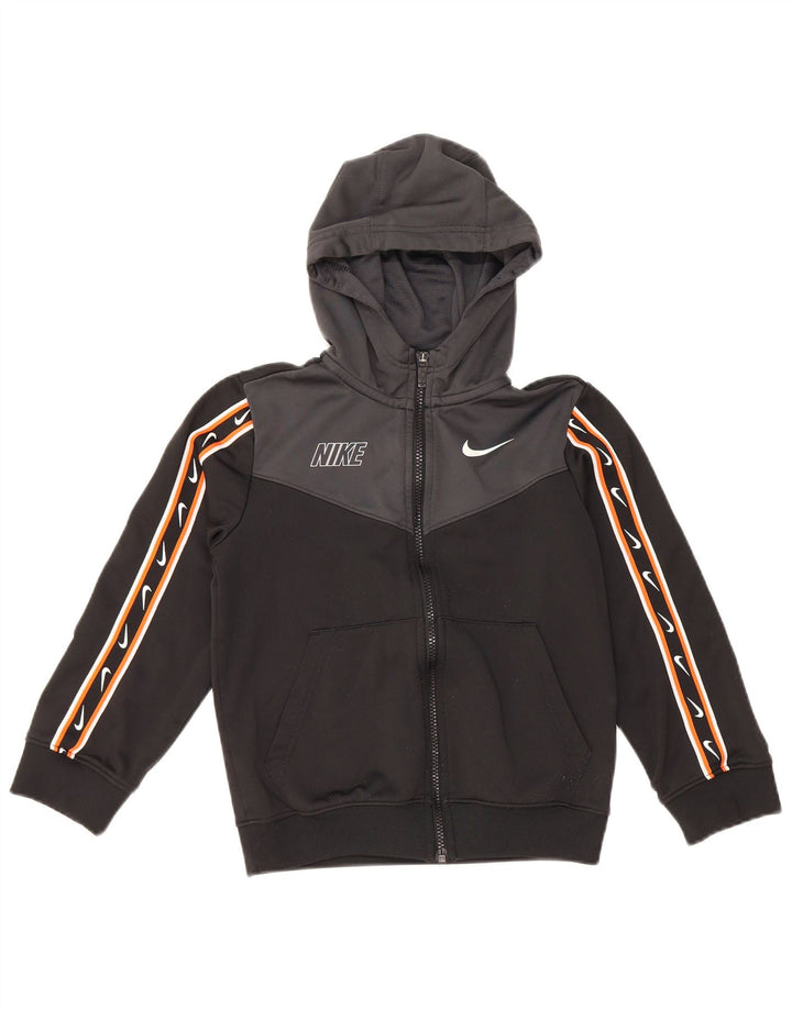 NIKE Dri Fit grafisk hættetrøje til drenge 8-9 år Small Black Colourblock