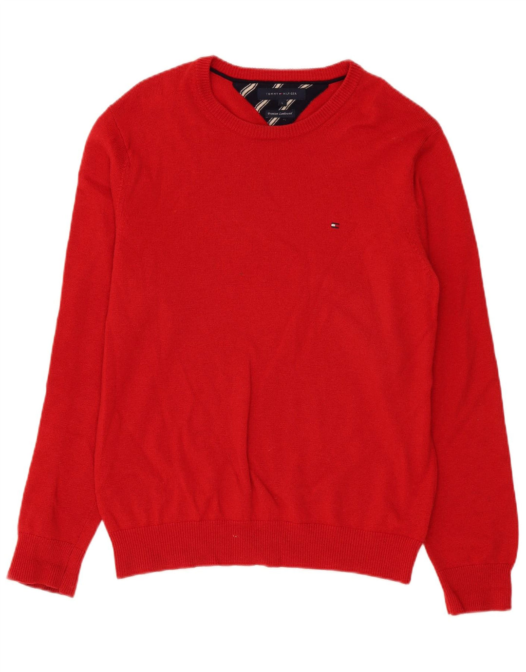 Tommy Hilfiger Herre Boat Neck Jumper Sweater Stor Rød Lammeuld