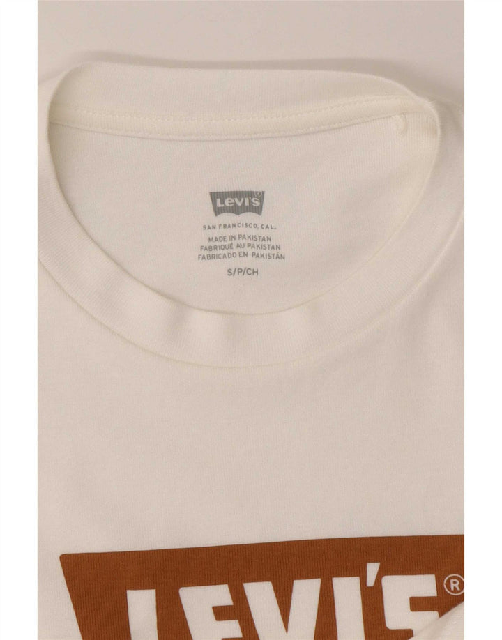 Levi's Womens Crop Grafisk T-Shirt Top UK 8 Small White