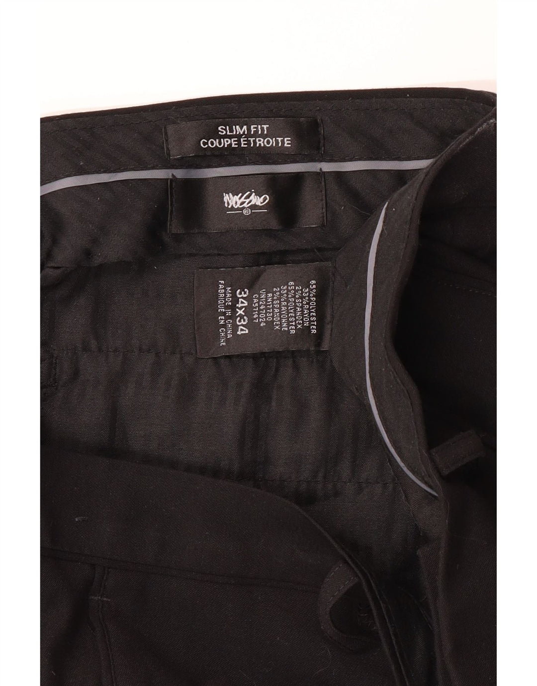 MOSSIMO Mens Slim Fit Casual Trousers W34 L34 Black Polyester Vintage Mossimo and Second-Hand Mossimo from Messina Hembry 
