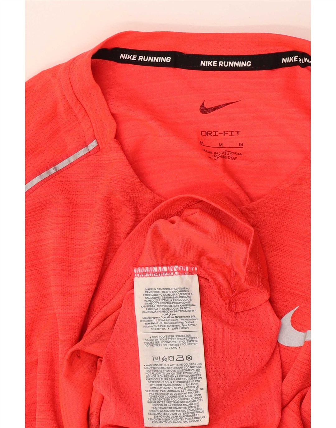 Nike herre Dri Fit T-shirt top mellem rød stribet polyester