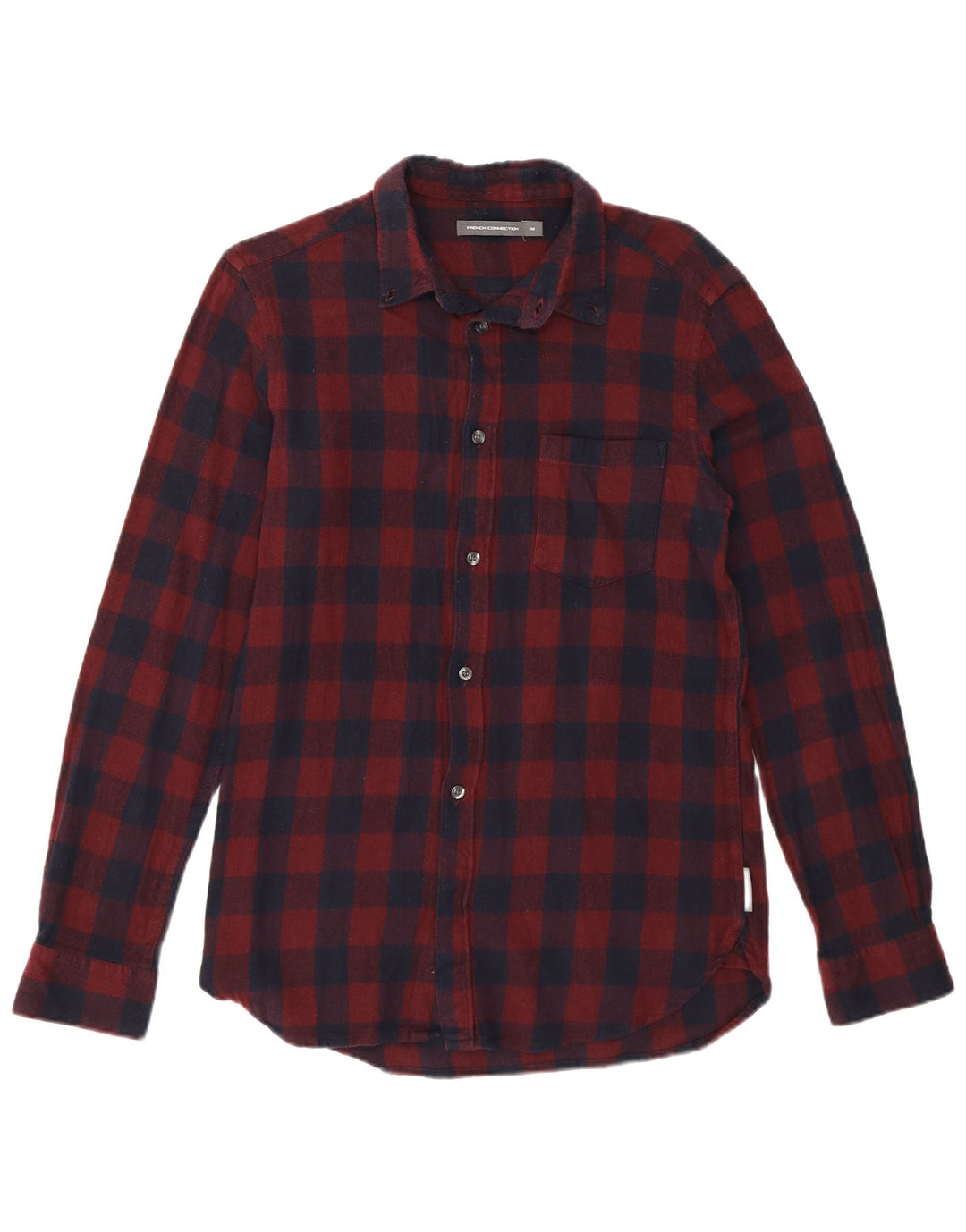 French Connection Herre Flanellskjorte Medium Burgundy Gingham Cotton