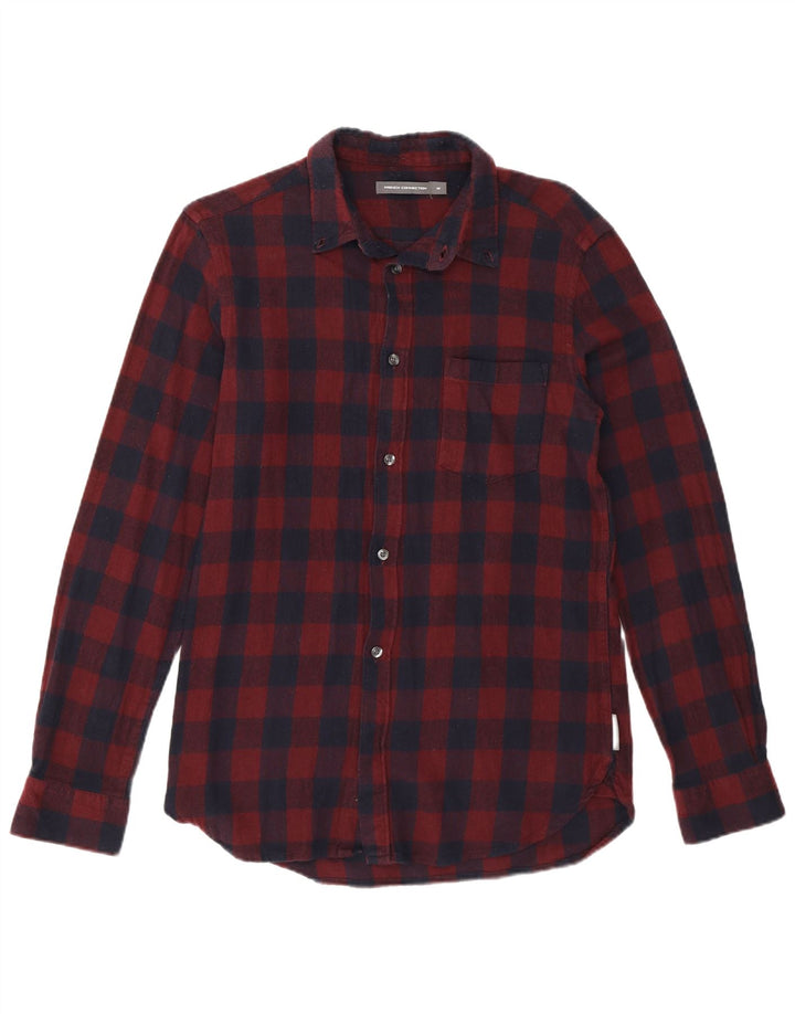 French Connection Herre Flanellskjorte Medium Burgundy Gingham Cotton