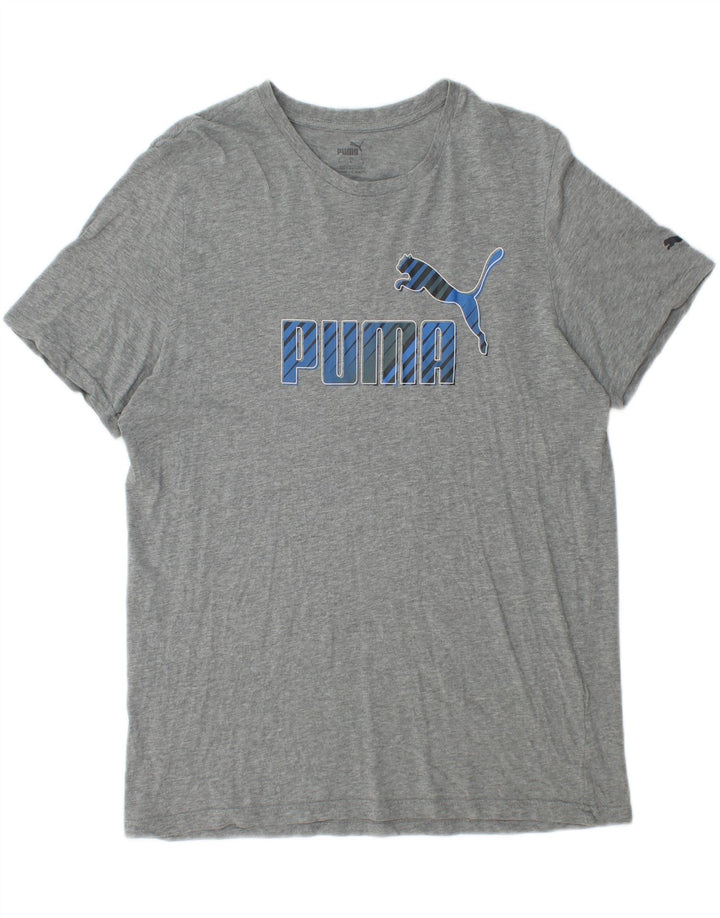 PUMA Grafisk T-shirt top til mænd, stor grå flækket