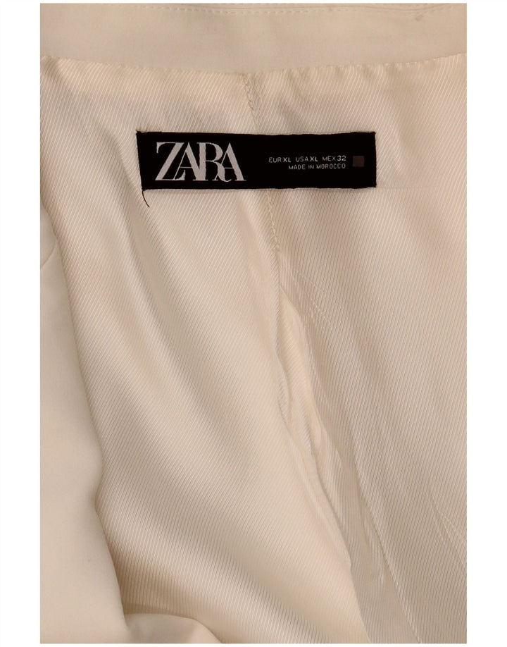 Zara Dame 3/4 ærmet åben blazerjakke UK 18 XL Hvid