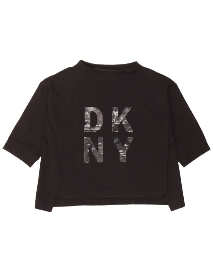 Dkny Dame Grafisk Top 3/4 ærme UK 16 Large Black Rayon