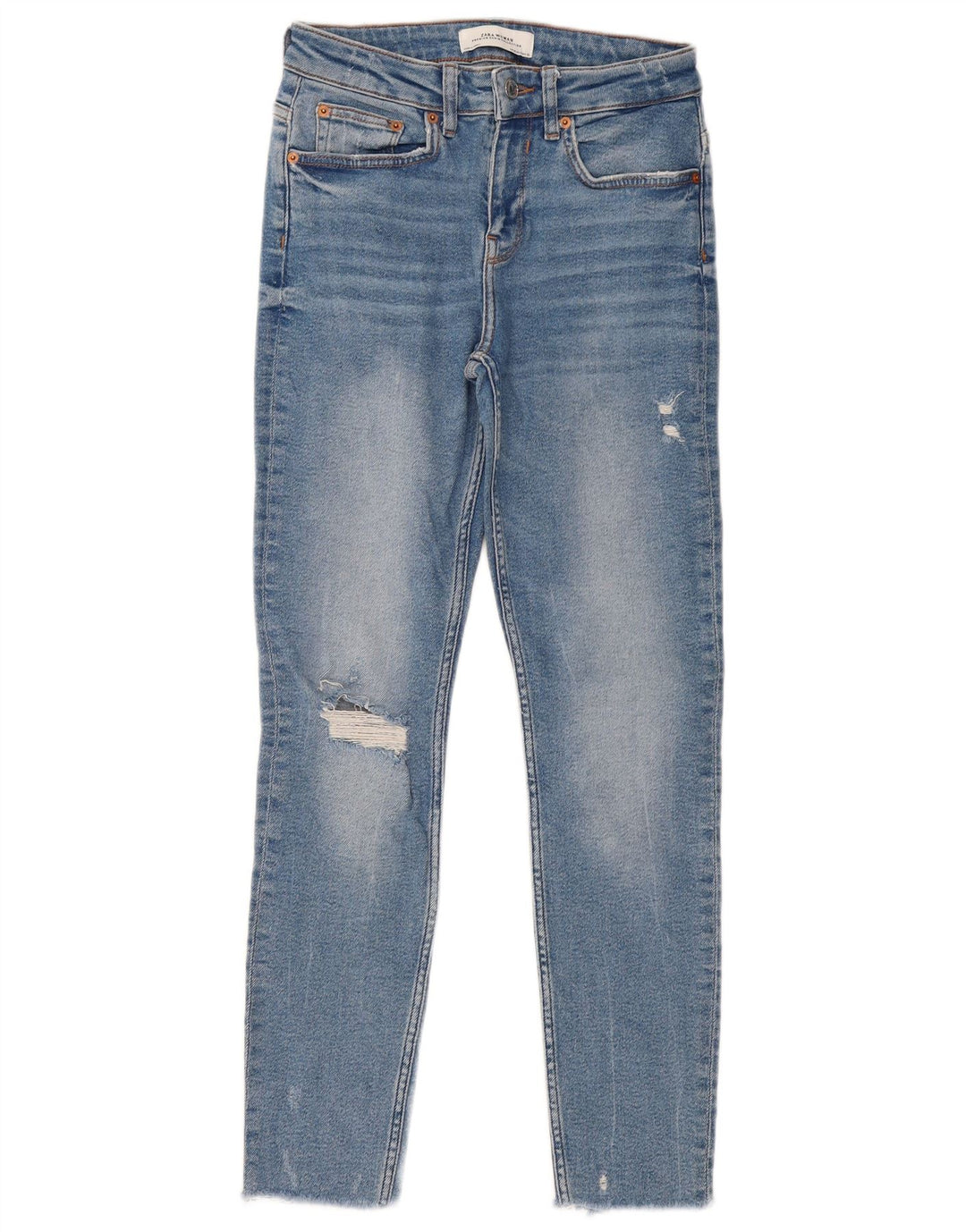 ZARA Womens Distressed Skinny Jeans EU 36 Small W26 L27 Blue