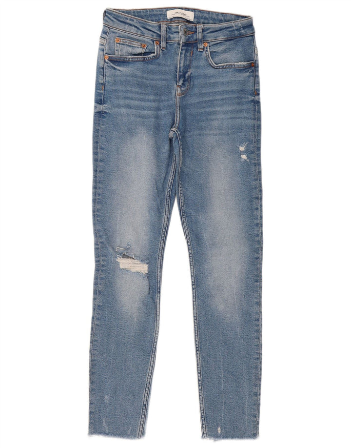 ZARA Womens Distressed Skinny Jeans EU 36 Small W26 L27 Blue