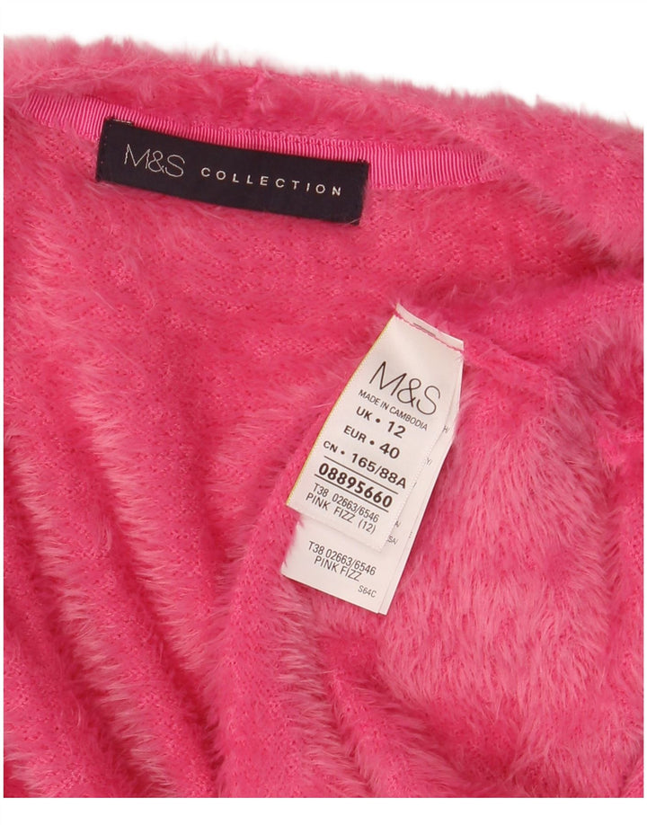 Marks & Spencer Womens Crop Open Cardigan Sweater UK 12 Medium Pink