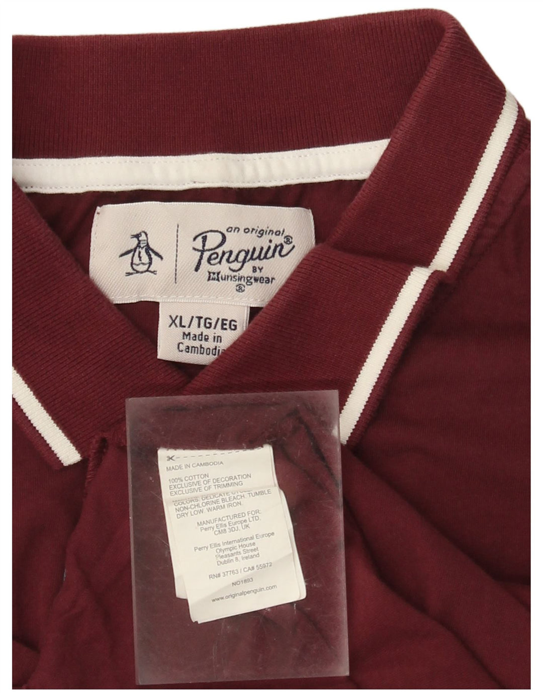 PENGUIN Herre poloshirt XL Bourgogne bomuld