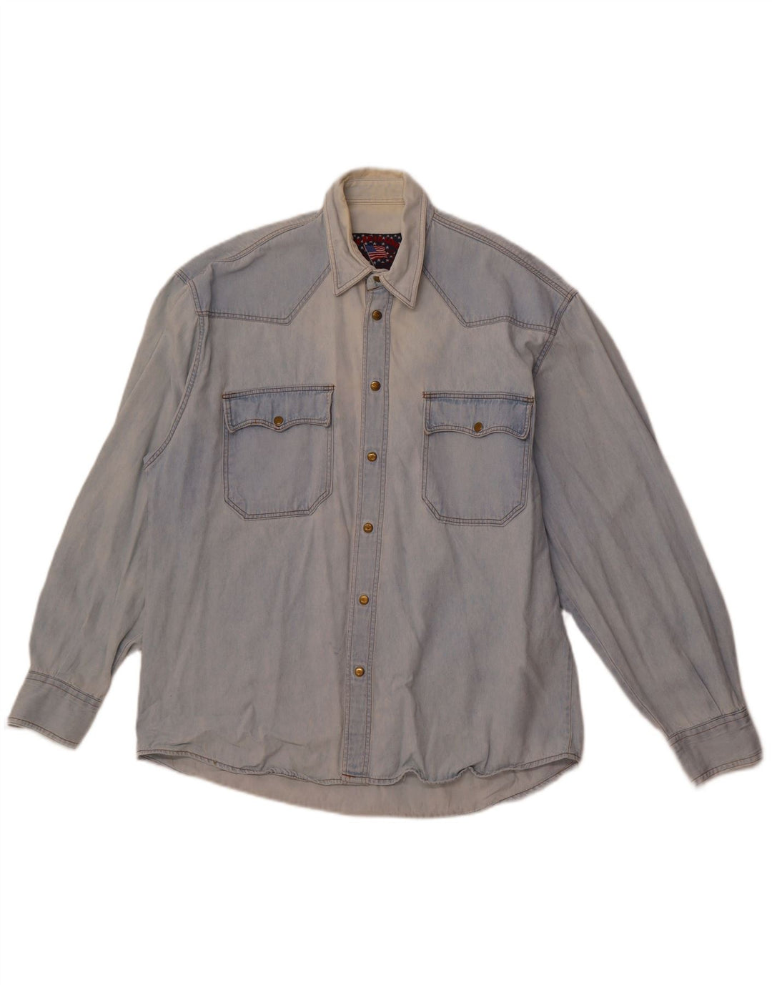 VINTAGE Denimskjorte til mænd Medium Blue