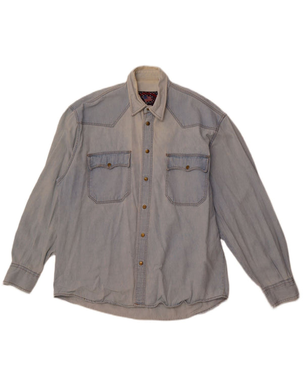 VINTAGE Denimskjorte til mænd Medium Blue