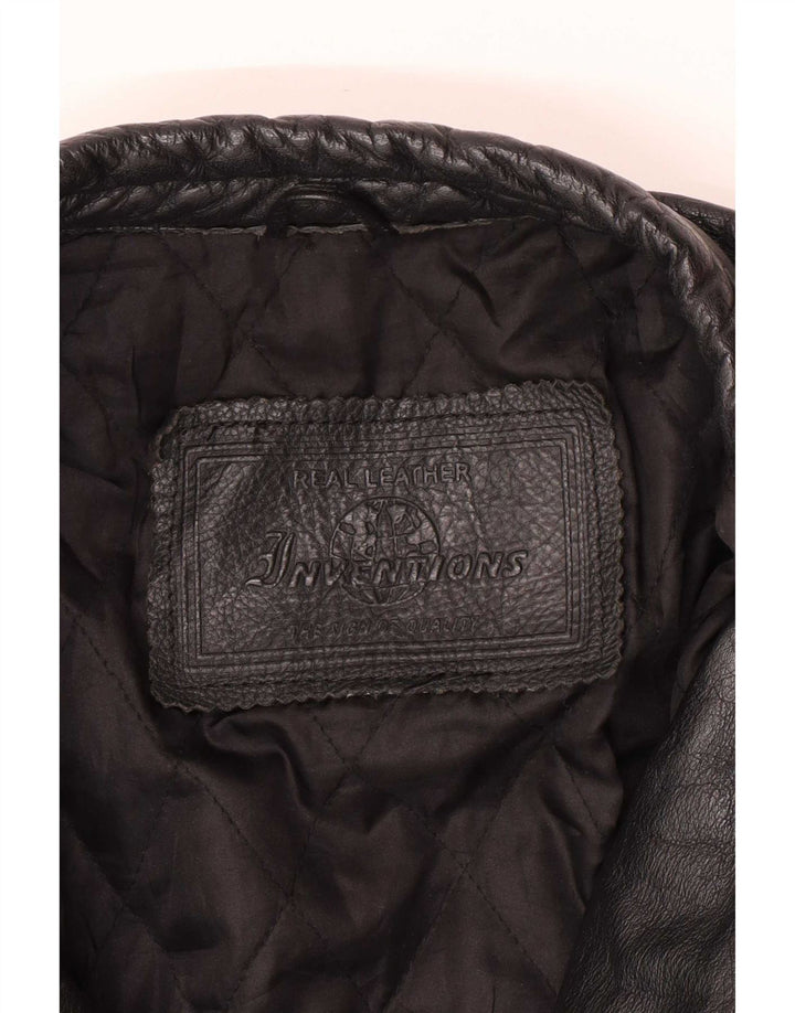Vintage Herre Læder Biker Jacket UK 44 2XL Sort