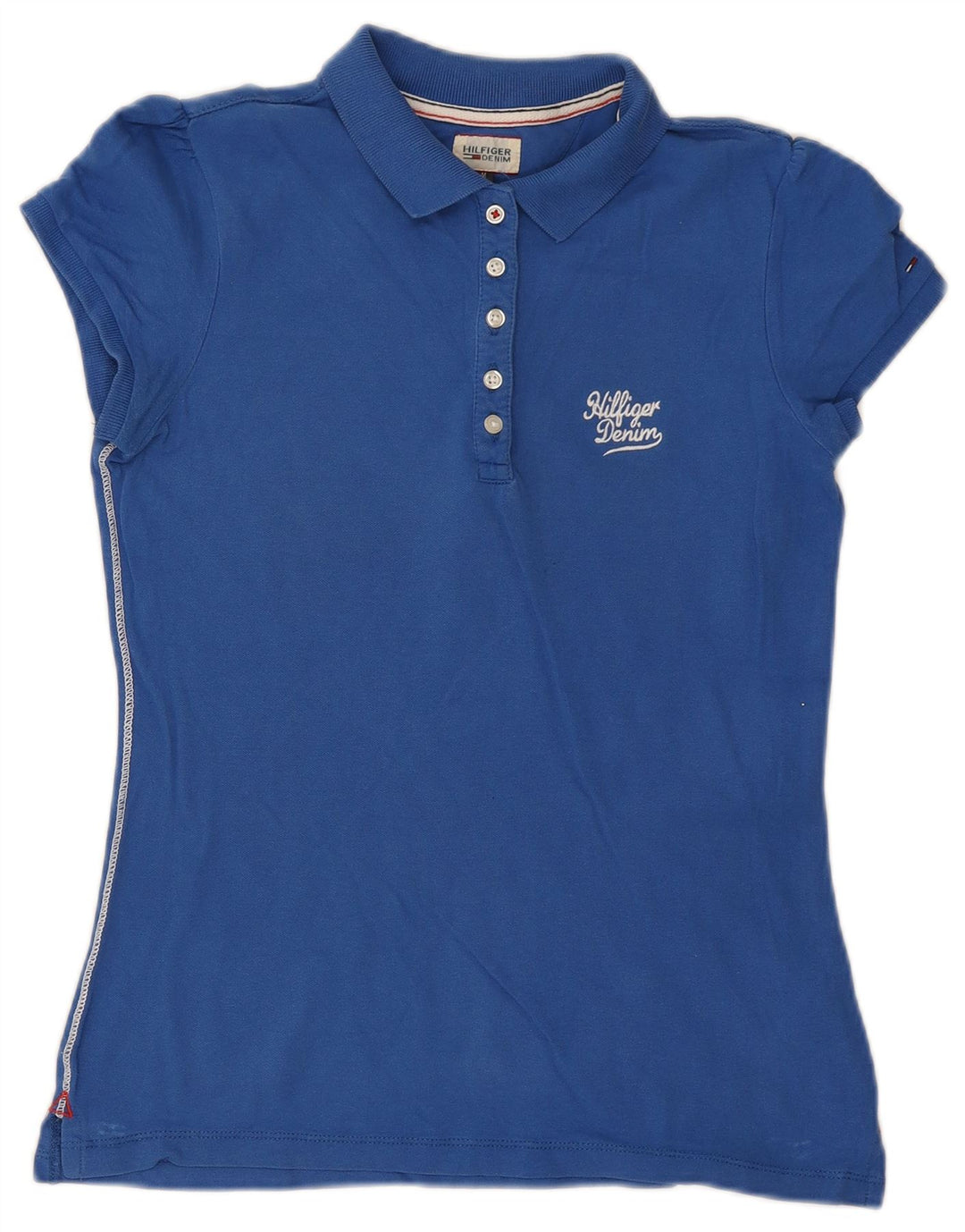 Tommy Hilfiger Dame Polo Shirt UK 12 Medium Blue Bomuld