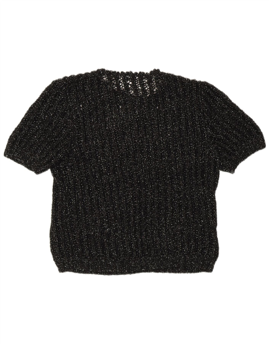 Vintage Kvinders Kortærmede Jumper Sweater UK 12 Medium Sort