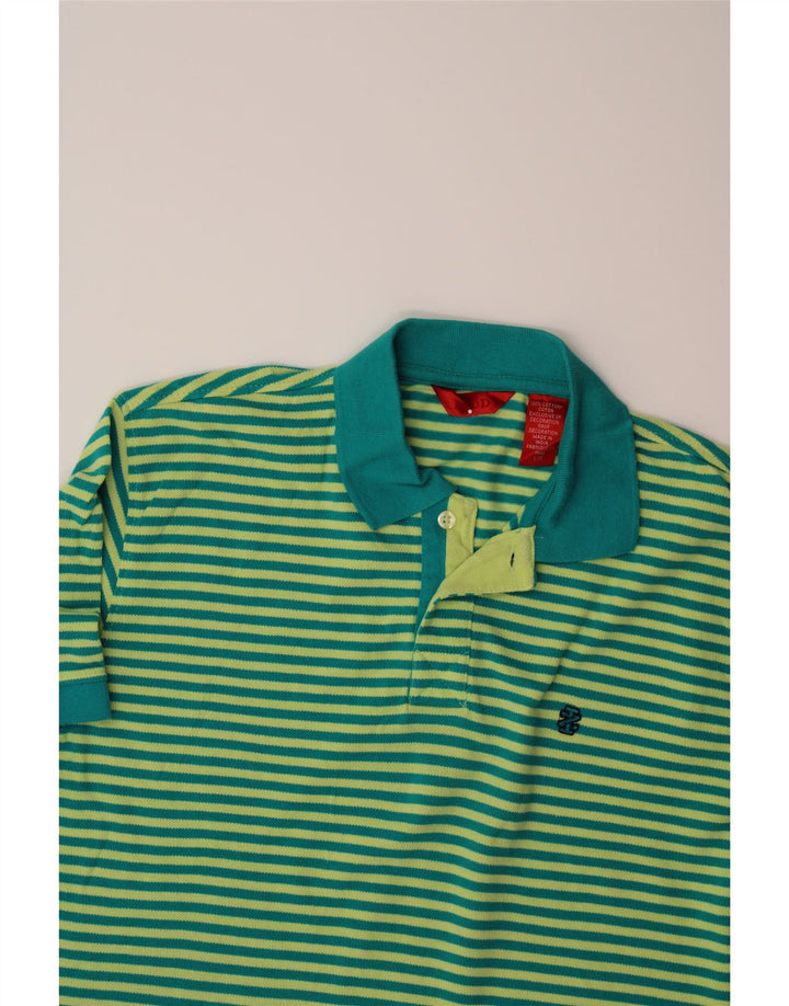 IZOD Mens Polo Shirt Large Blue Striped Cotton Vintage Izod and Second-Hand Izod from Messina Hembry 