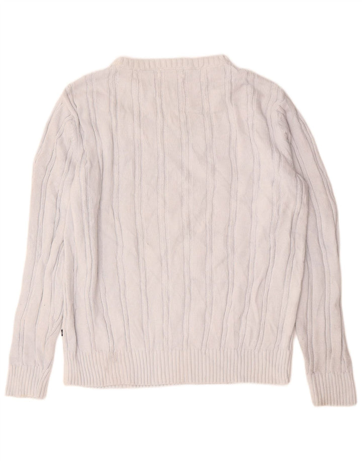 Nautica Herre Boat Neck Jumper Sweater Medium White Bomuld