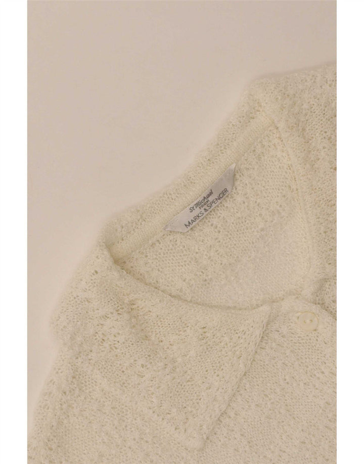 Marks & Spencer Kortærmet skjortebluse til kvinder UK 12 Medium Off White