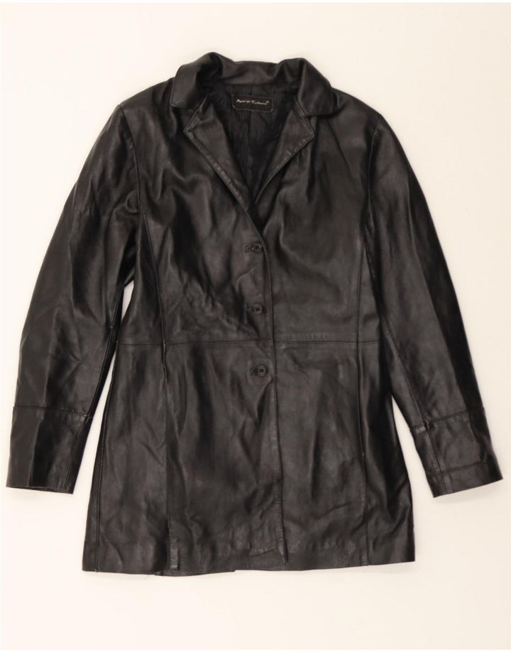 MAURIZIO TROIANO Womens Leather Jacket UK 10 Small Black Leather Vintage Maurizio Troiano and Second-Hand Maurizio Troiano from Messina Hembry 