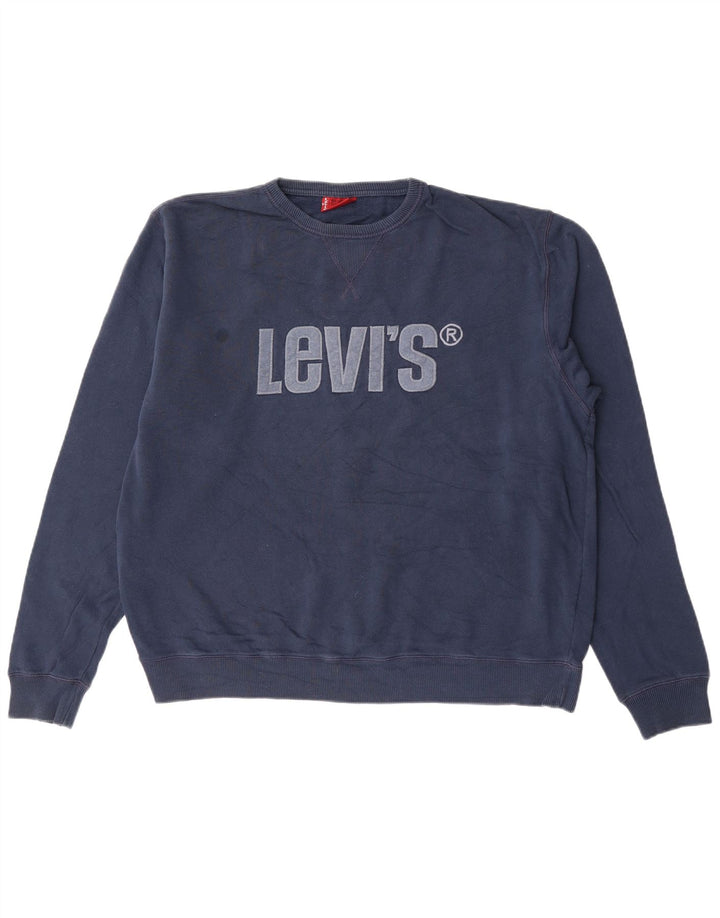 Levi's grafisk sweatshirt til mænd XL marineblå bomuld