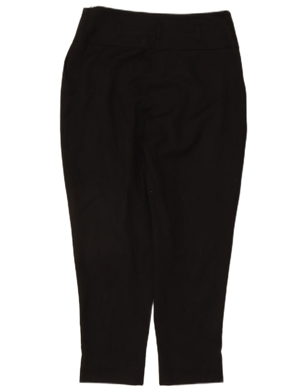 Reiss højtaljede cropped bukser til kvinder UK 10 Small W27 L24 Sort viskose