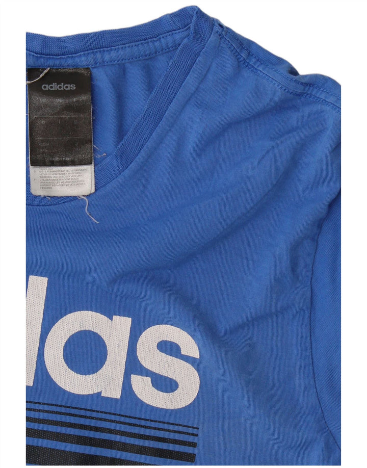 Adidas Herre Grafisk T-Shirt Top Stor Blå Bomuld