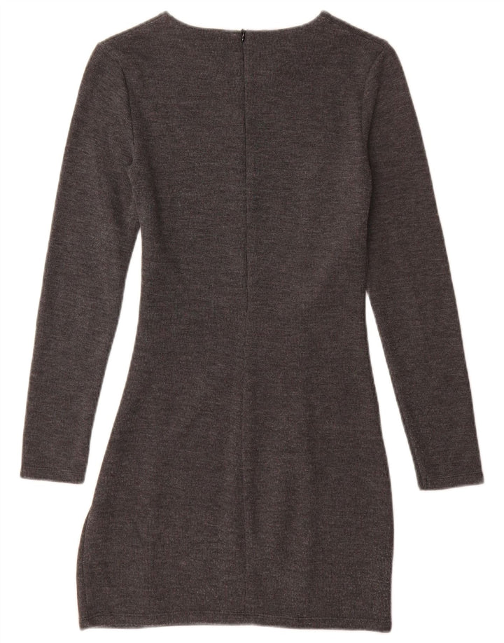 Zara Dame Jumper Dress UK 8 Lille Grå Bomuld