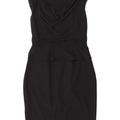 JACQUES VERT Dame Ærmeløs Peplum Kjole UK 12 Medium Sort Polyester