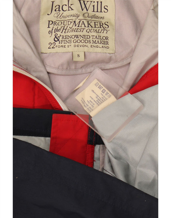 Jack Wills Regnjakke med hætte til mænd UK 36 Small Red Colourblock Nylon