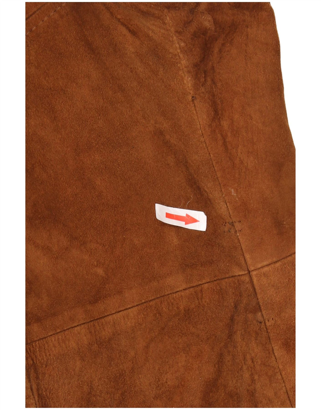 Vintage dame ruskind ærmeløs overfrakke IT 46 stort brunt læder