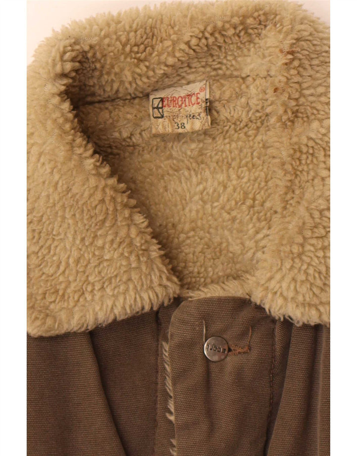 Vintage Herre Sherpa Bomber Jacket UK 38 Medium Khaki Colourblock