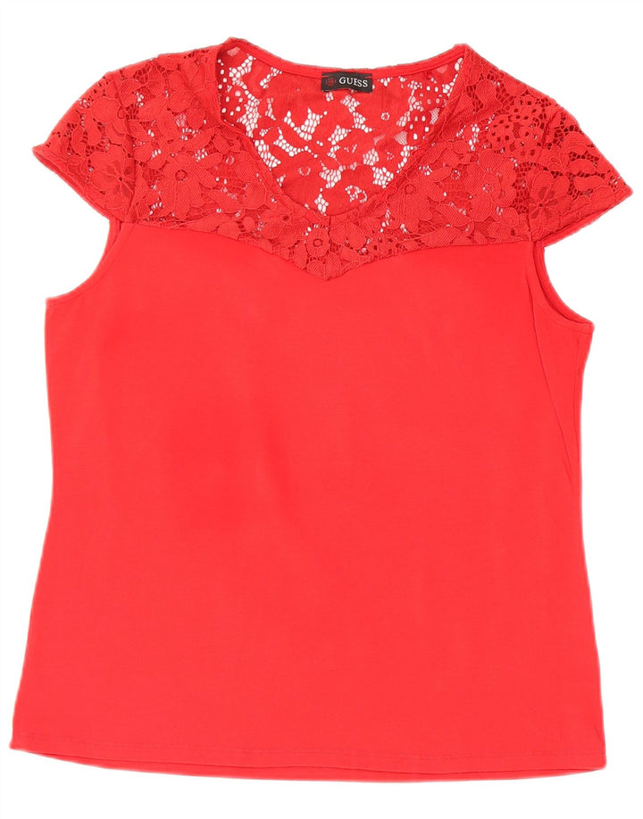 GUESS Damebluse Top UK 12 Medium Red Floral