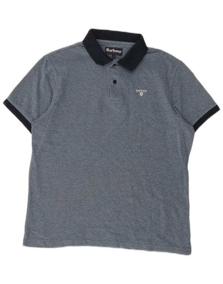 Barbour Poloshirt til mænd Large Navy Blue Colourblock Bomuld