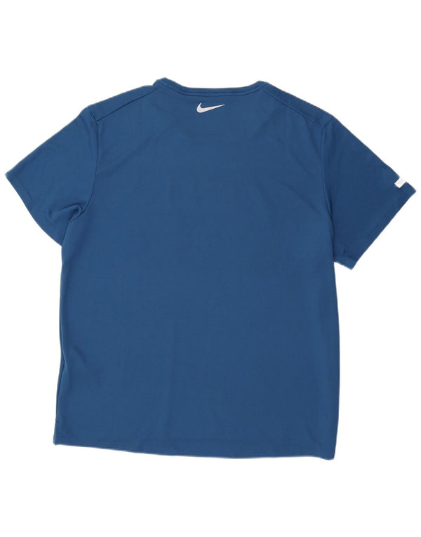 Nike Herre Dri Fit Grafisk T-Shirt Top XL Blå Polyester