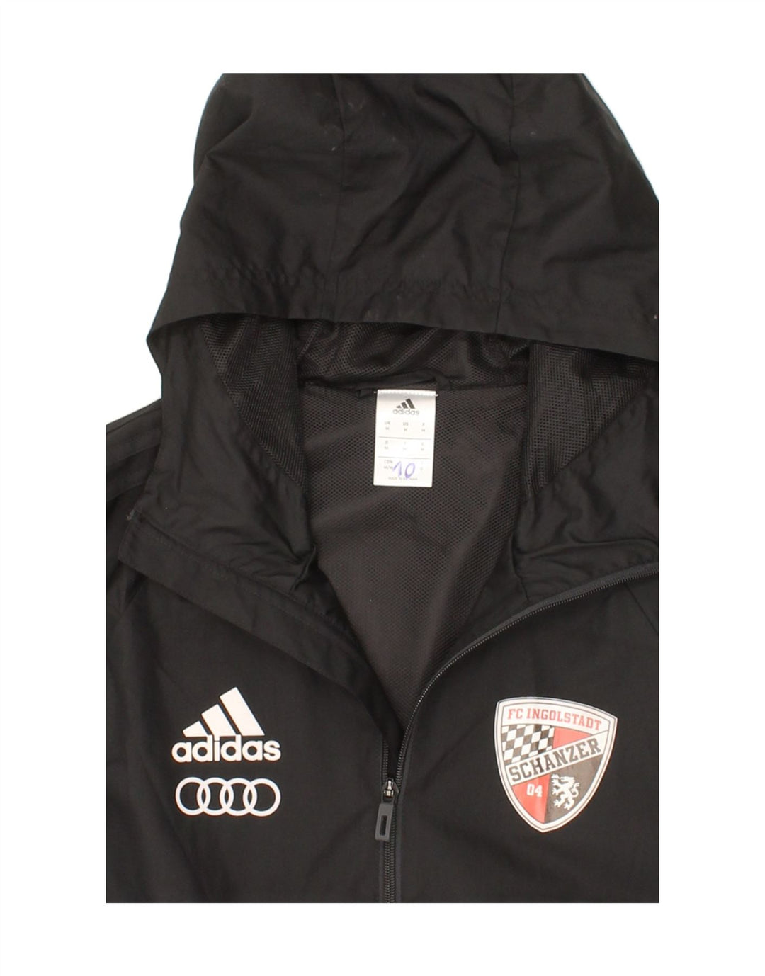 ADIDAS Grafisk regnjakke med hætte til mænd UK 38 Medium Black Colourblock
