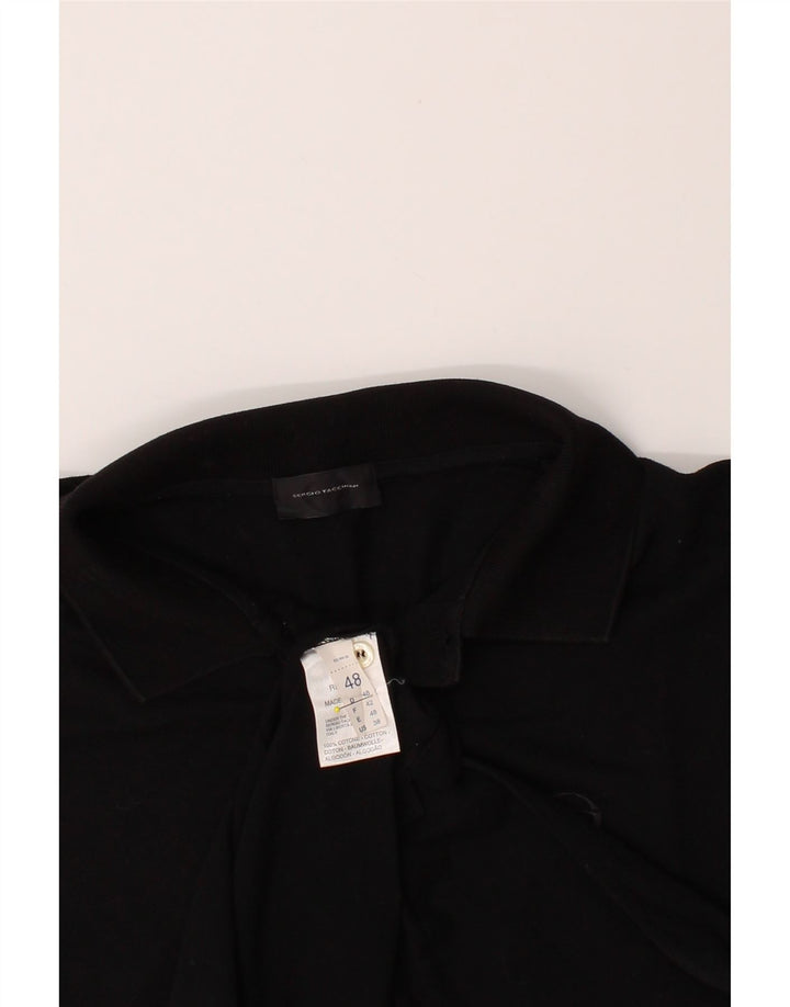 SERGIO TACCHINI Mens Polo Shirt IT 48 Medium Black Cotton Vintage Sergio Tacchini and Second-Hand Sergio Tacchini from Messina Hembry 